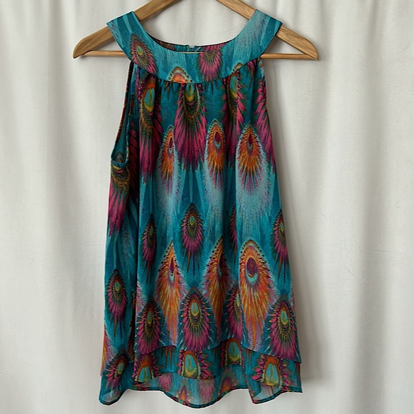 Adiva Tops - Adiva Beautiful Jewel Toned Blue Sleeveless Blouse Shirt Top **Size L** 🦚🦚